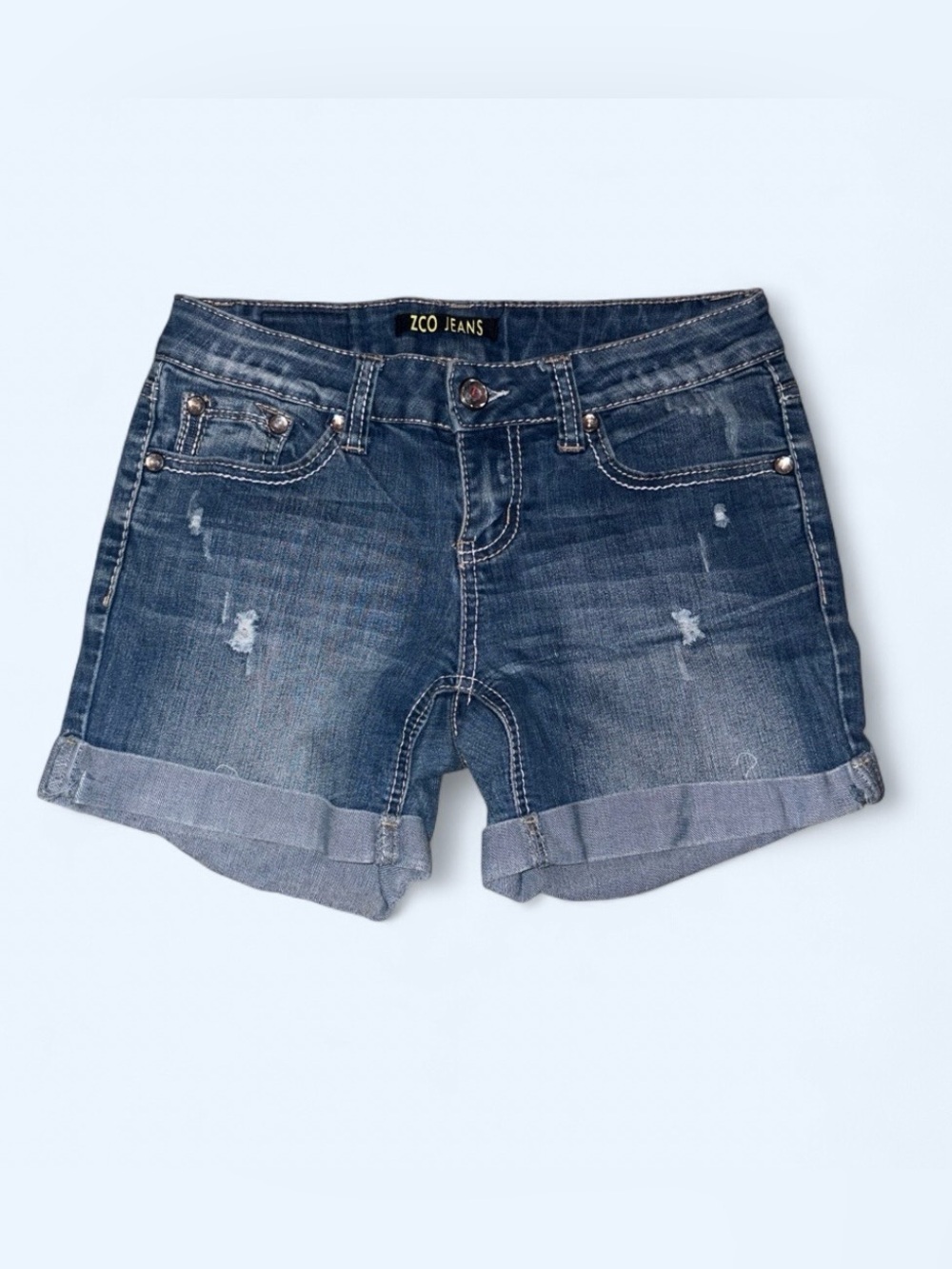 ZCO Jeans Embellished Cuffed Denim Shorts - Size 7